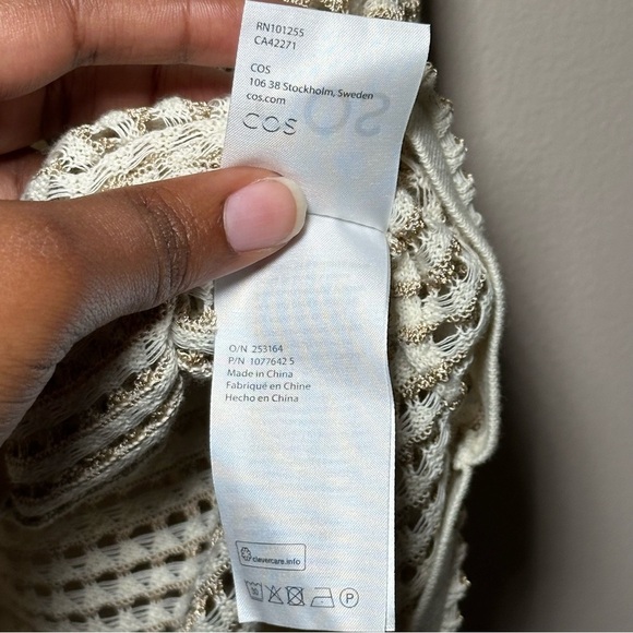 COS Cream Knit Fishnet Coverup Long Sleeve Tunic Sweater Size Small - Picture 6 of 15